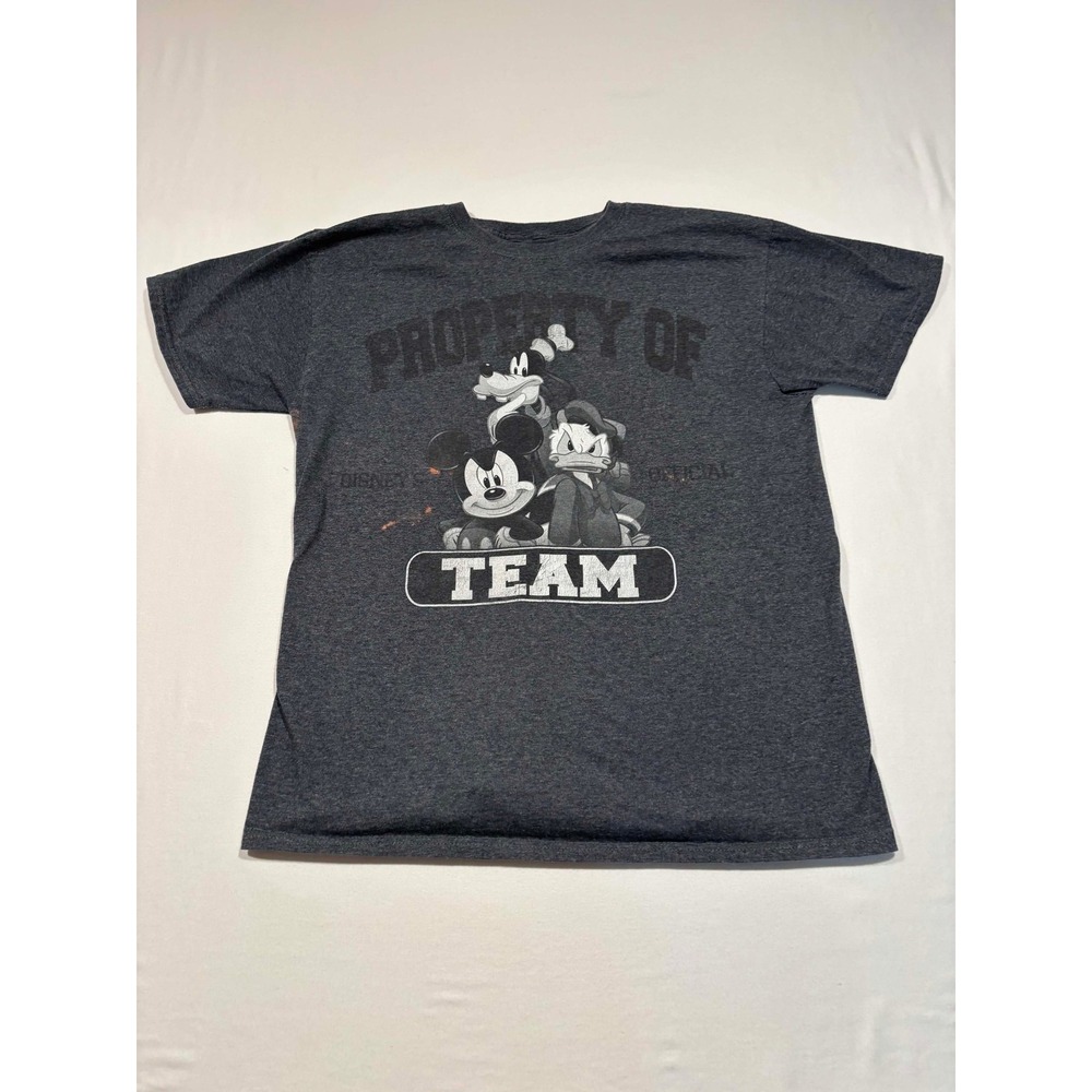 Disney Mickey Mouse Donald Goofy Property of Team Gray Graphic T-Shirt Mens M